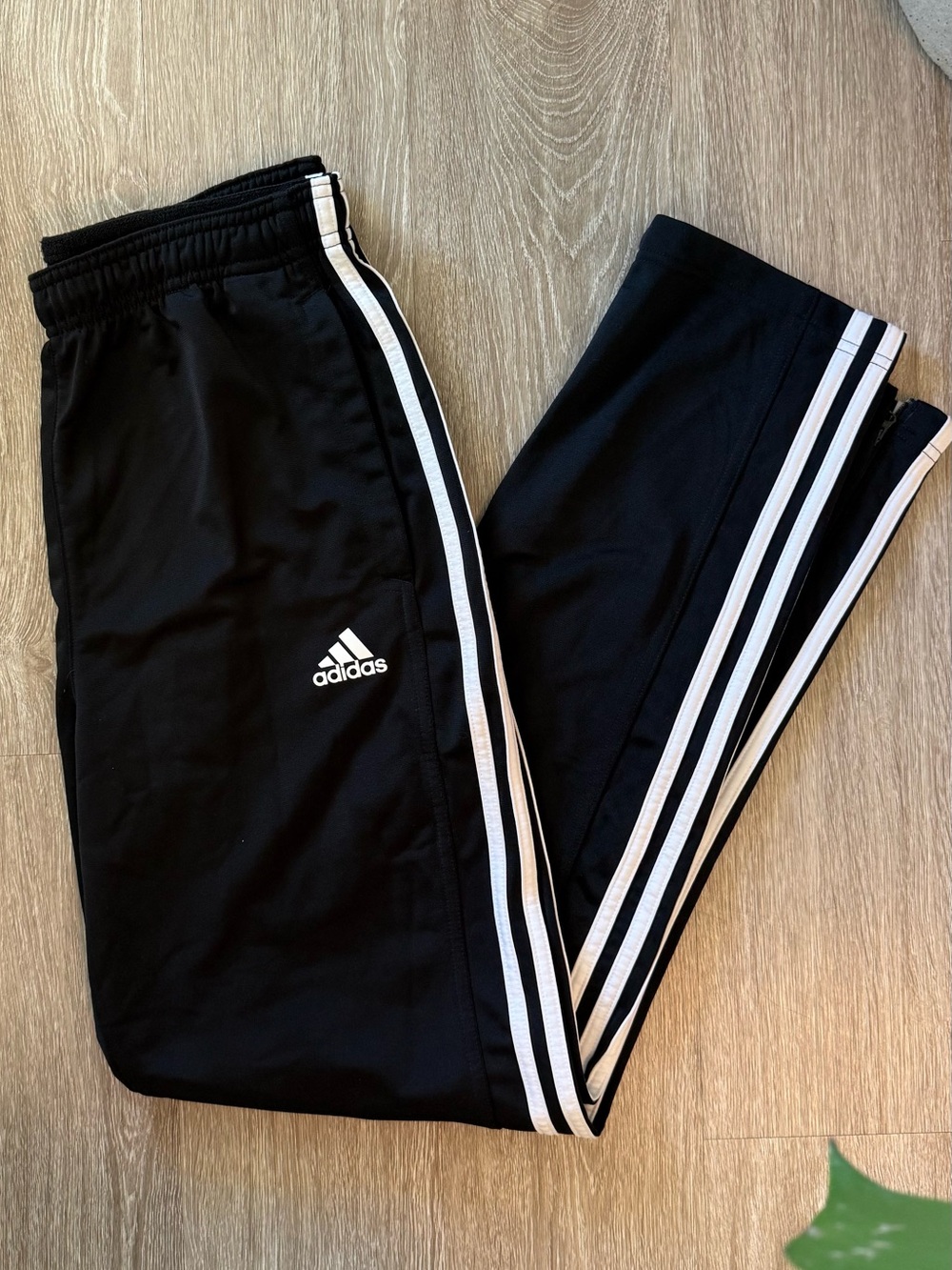 Adidas Black 3-Stripes Primegreen Track Pants Zip Ankle Women’s Medium